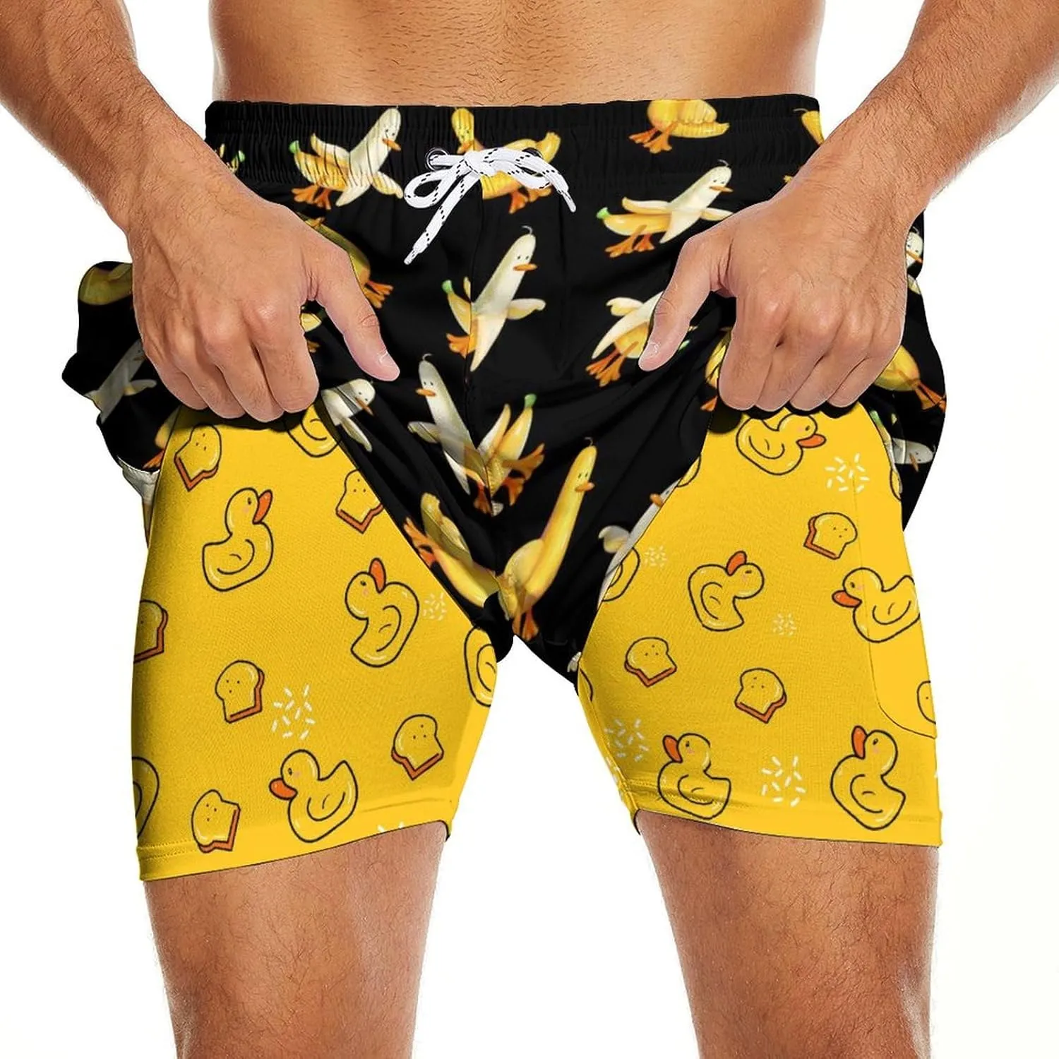 Mens Swim Trunks with Compression Liner 2 in 1 Quick-Dry Swim Shorts Men Board Shorts Swimwear for Swimming Beach