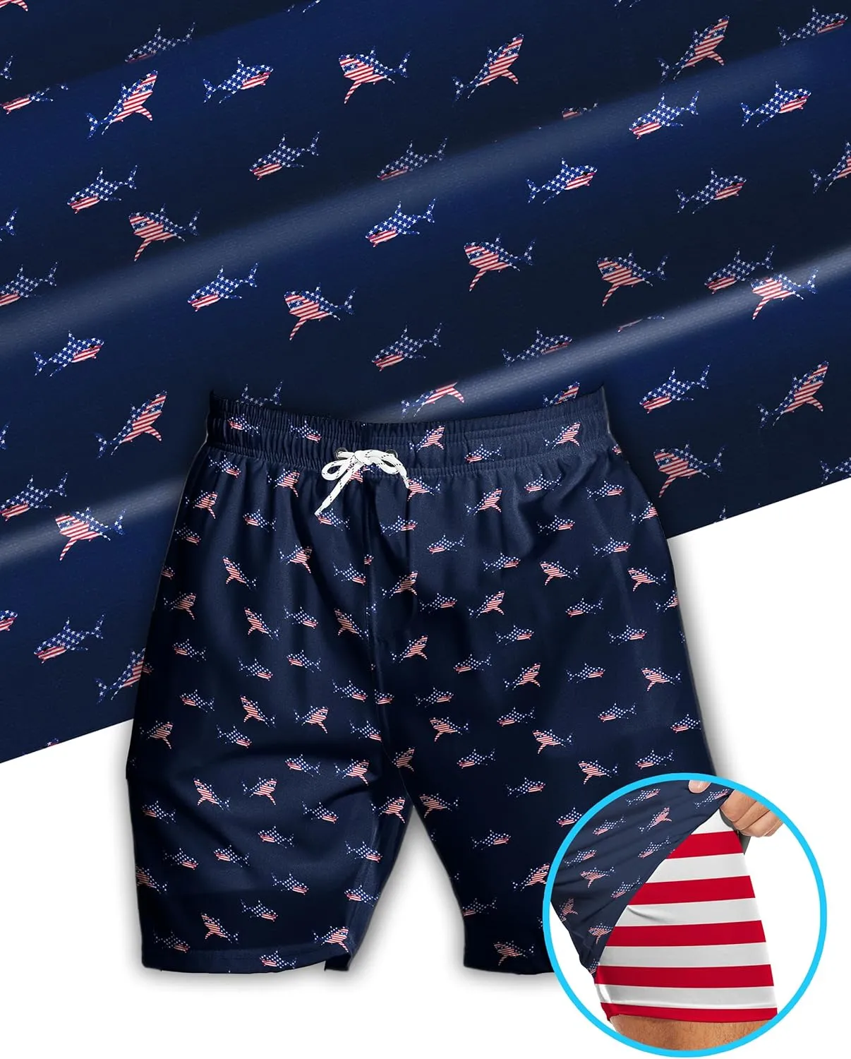 Men's Swim Trunks with Compression Liner 5" Inseam Mens Quick Dry Board Shorts with 4 Pockets for Beach Vacation