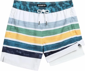 Mens 5" Swim Trunks with Compression Liner, Quick Dry Stretch Beach Shorts w/Zipper Pockets Board Shorts
