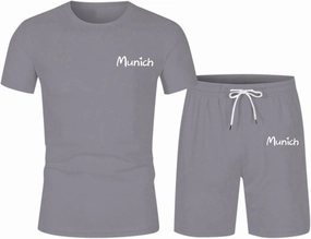 Mens City Letter Print Sportswear Suits Breathable Comfortable Short Sleeved T Shirt And Sports Shorts