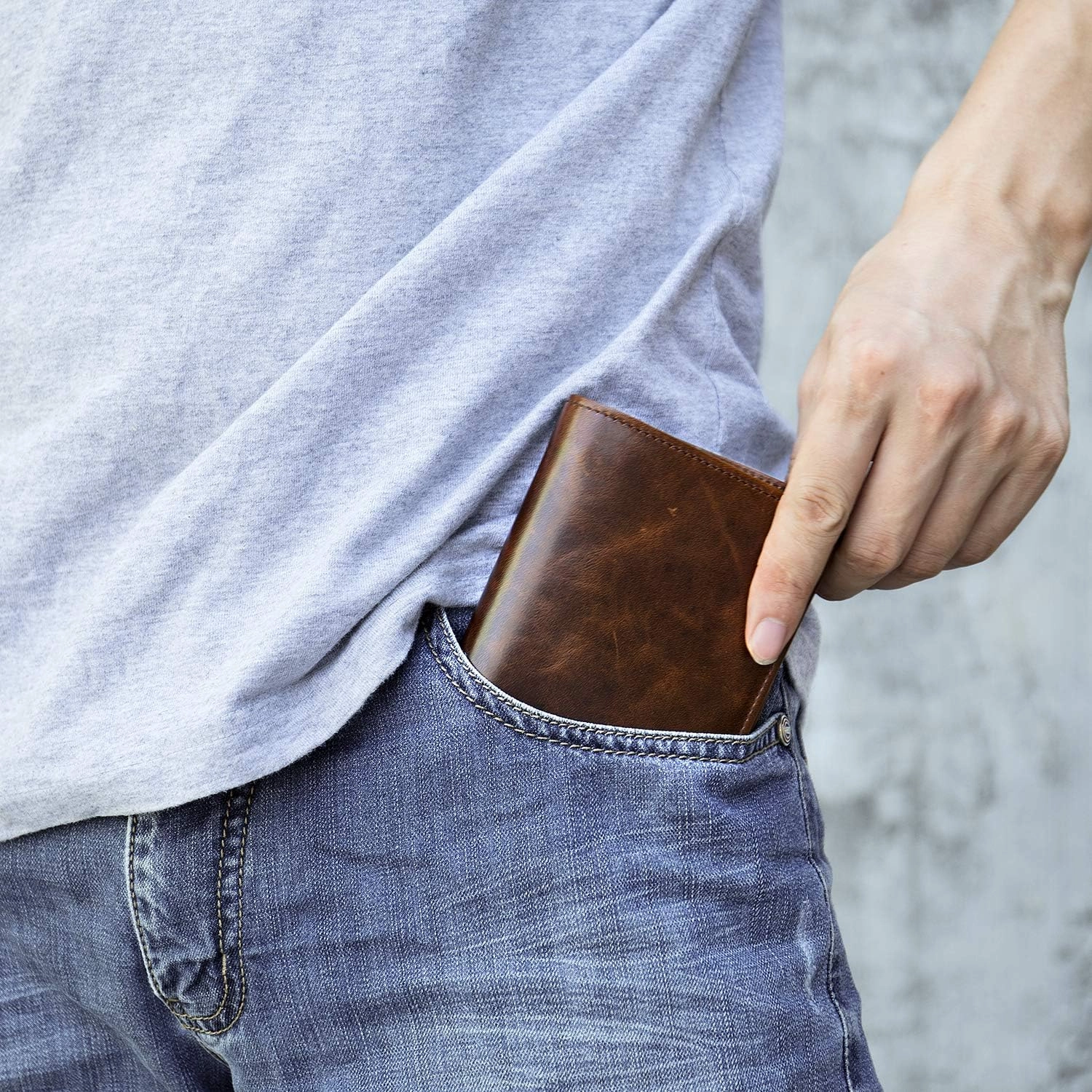 Mens Leather Bifold RFID Vertical Wallet Extra Large Capacity Card Holder with 16 Slots and ID Window