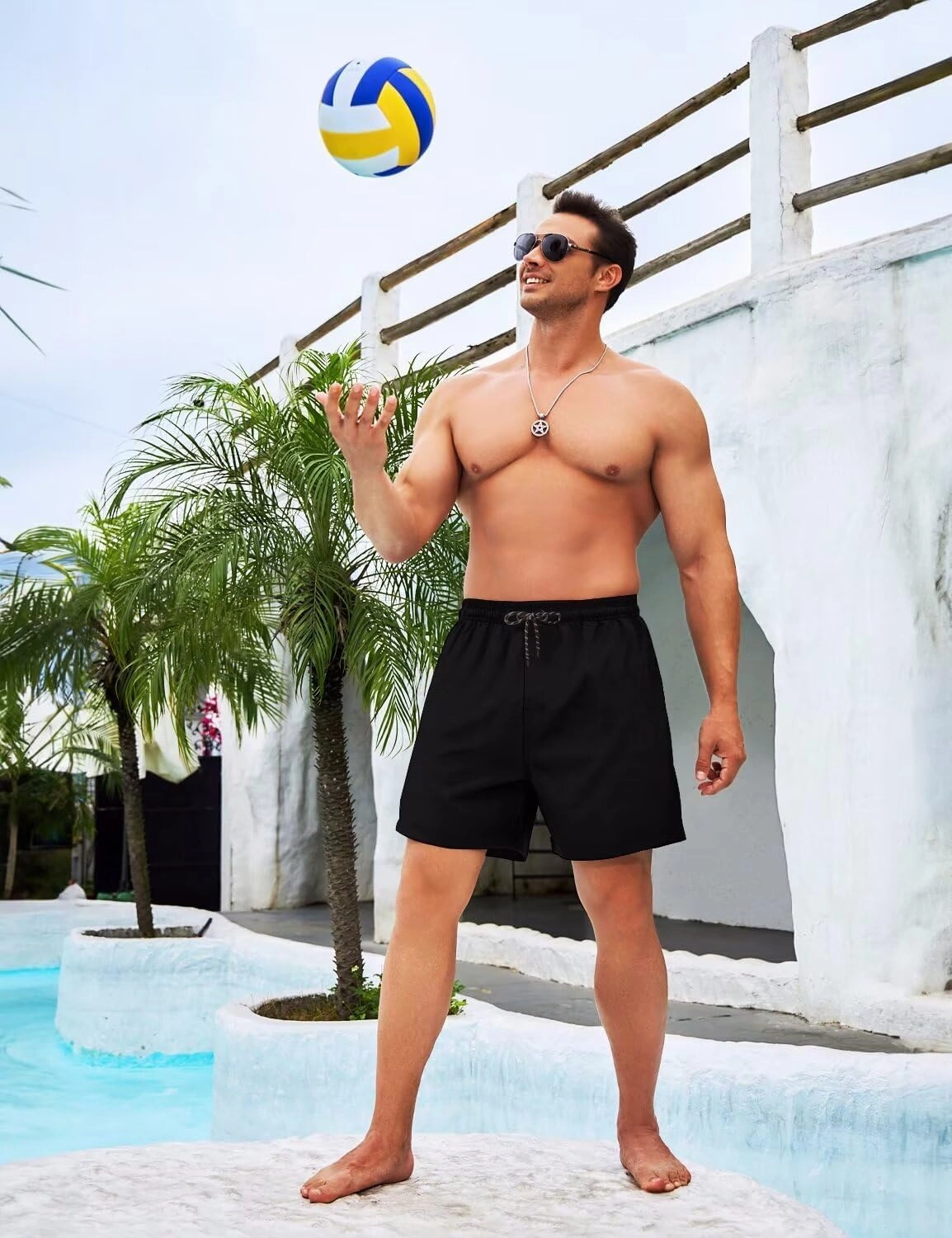 Mens Swim Trunks with Compression Liner 2 in 1 Quick-Dry Swim Shorts Men Board Shorts Swimwear for Swimming Beach