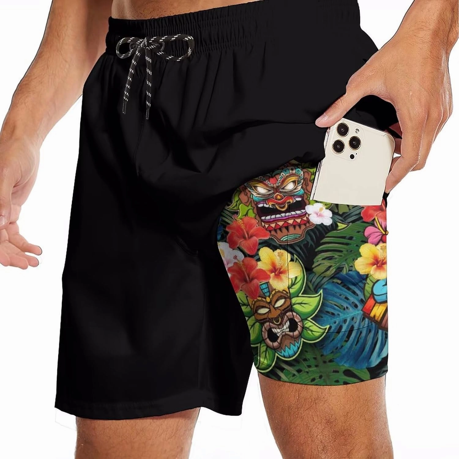 Mens Swim Trunks with Compression Liner 2 in 1 Quick-Dry Swim Shorts Men Board Shorts Swimwear for Swimming Beach