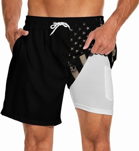 Mens Swim Trunks with Compression Liner 7 Inch Board Shorts Men Bathing Suit 2 in 1 Quick Dry Beach Swimsuits
