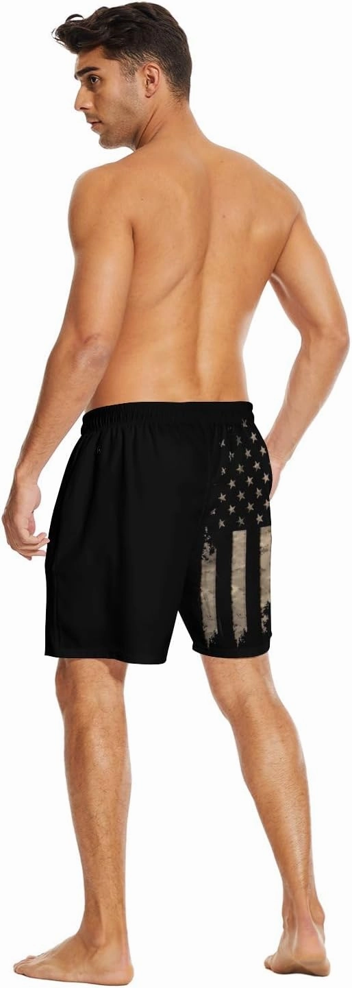Mens Swim Trunks with Compression Liner 7 Inch Board Shorts Men Bathing Suit 2 in 1 Quick Dry Beach Swimsuits