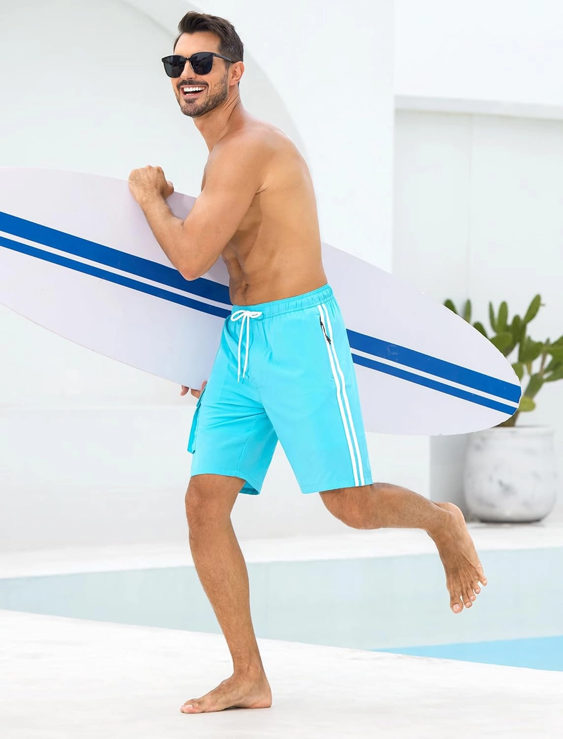 Mens Swim Trunks with Compression Liner 9 Inch Bathing Suits Quick Dry Board Shorts Summer Swimsuit with Cargo Pocket