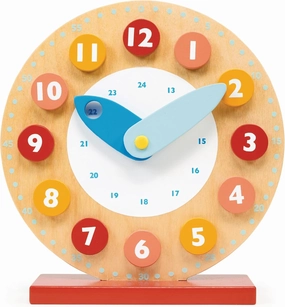 Mentari Toys - Teaching Clock - Wooden Toy for Learning The Time - Moving Hour and Minute Hands - Develop Time and Early Math Skills - Educational Toy for Toddlers and Preschoolers - Age 3 