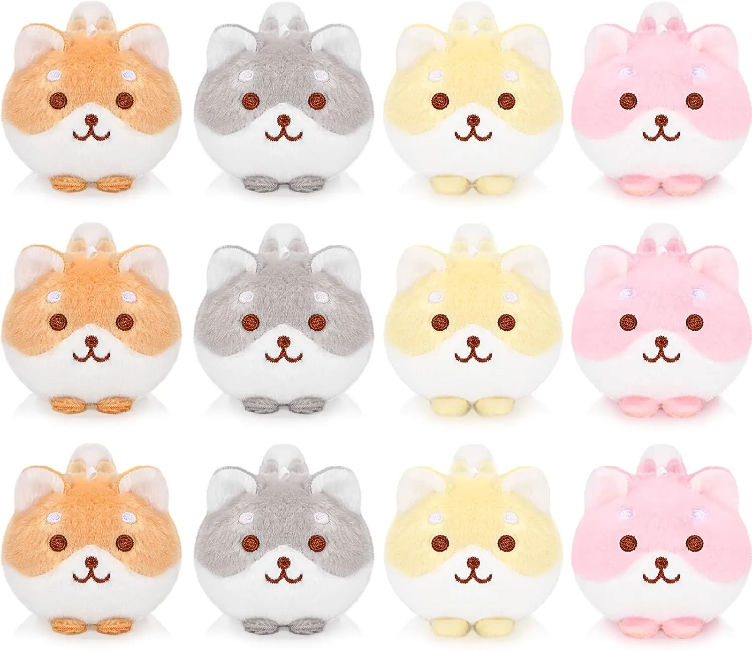 Meooeck 12 Pcs Mini Puppy Stuffed Animals Bulk 3.4 Inch Cute Plush Shiba Inu Dog Furry Toys Soft Stuffed Puppy Dog Keychain for Birthday Graduation Pet Party Classroom Prizes Goodie Bag Stuffers