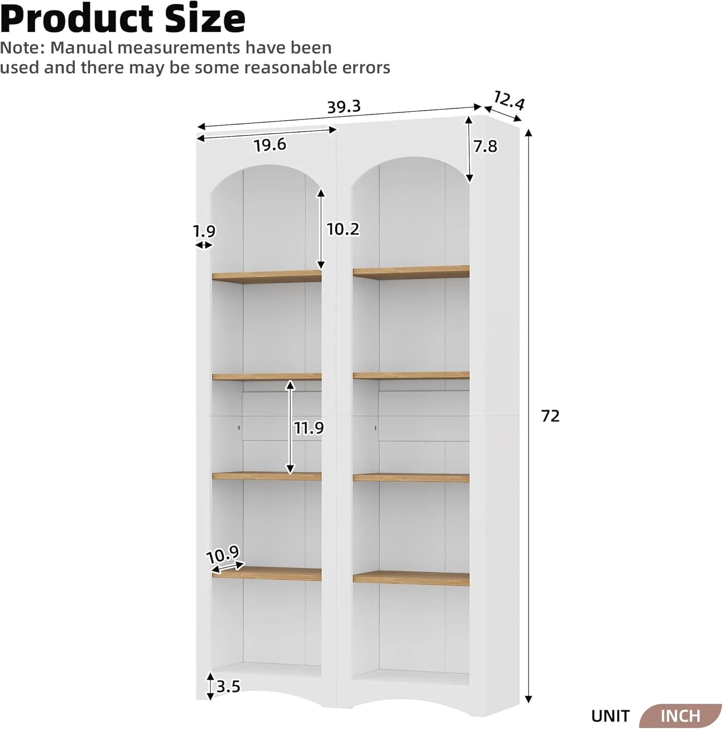 Merax Modern Wood 5 Tier Bookshelves, Bookcases Set of 2, Farmhouse Two-Tone Storage Cabinet with Adjustable Shelves, 72" H Kitchen Pantry Cabinets for Living Room, Home Office, White