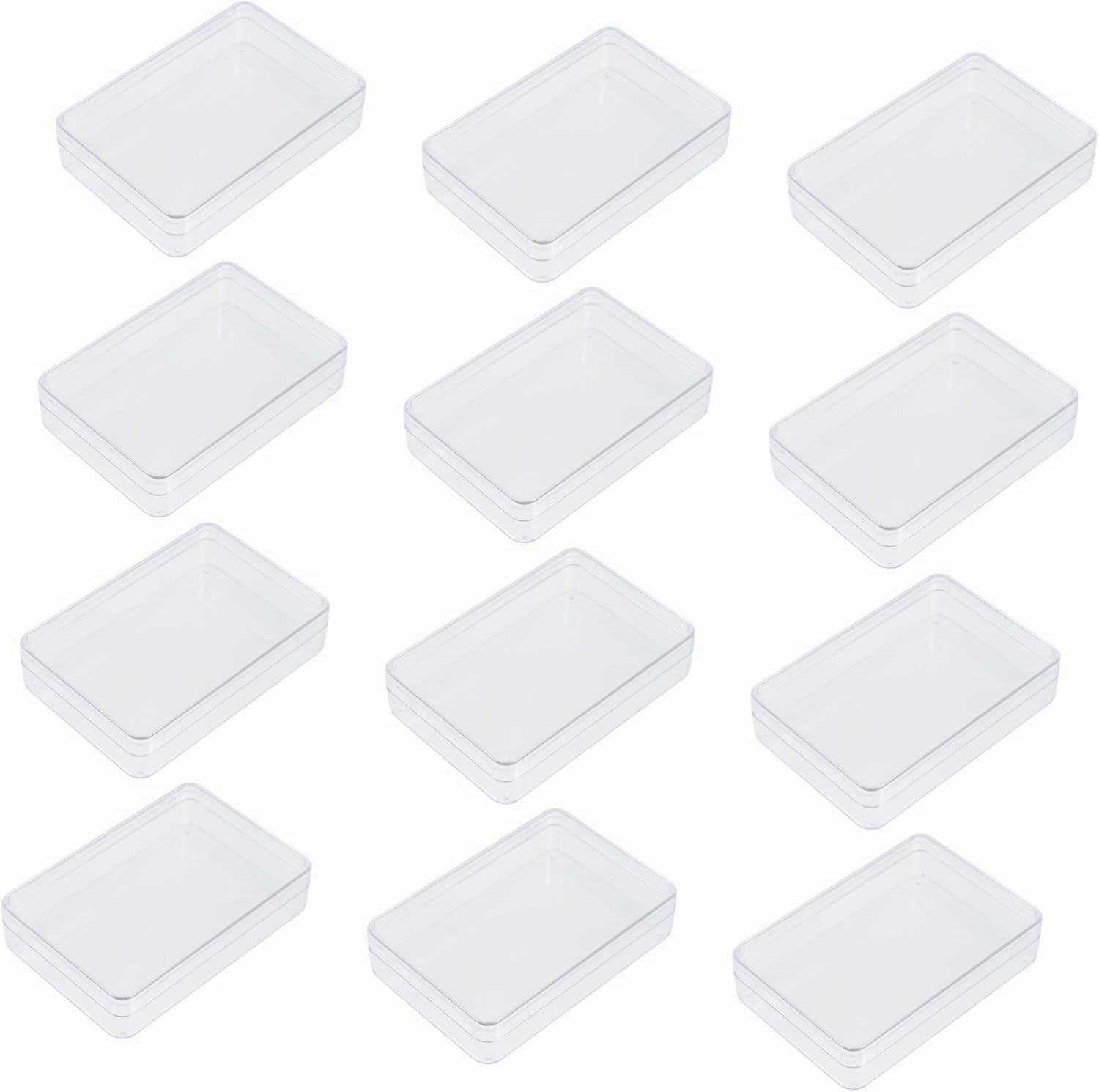 Milisten 12pcs Transparent Plastic Box Storage Boxes Trading Deck Holding Organizer Case Poker Clear