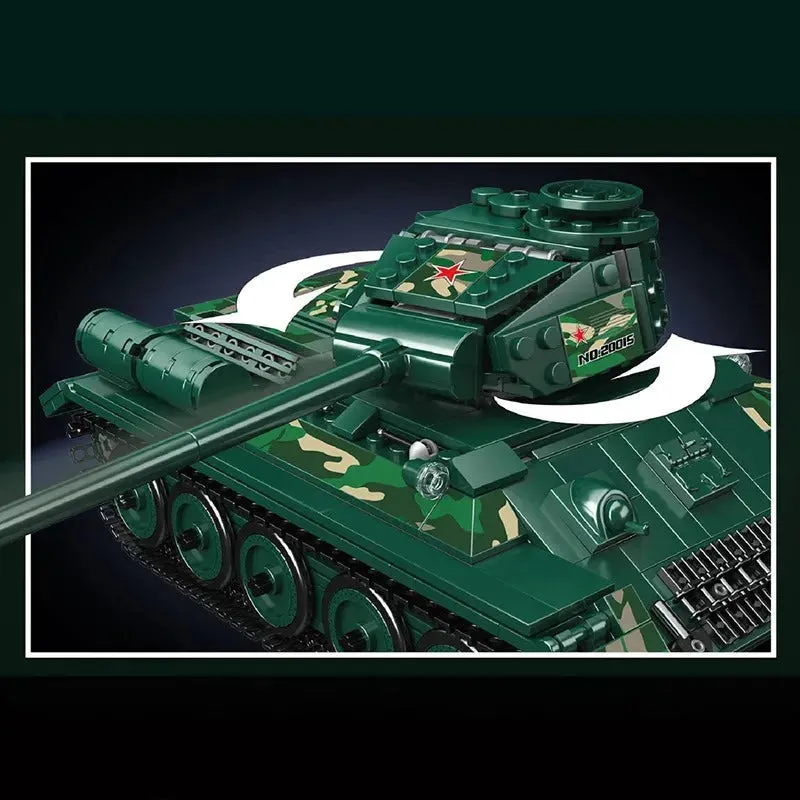 Military RC APP MOC Motorized T34 Medium Tank Bricks Toys
