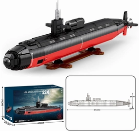 Military Nuclear Submarine Building Bricks, 1:125 WW2 Los Angeles-Class Battleship Construction Set, Military Submarine Gifts for Teens Adults, 2988 Pieces-Designed by bru_bri_mocs