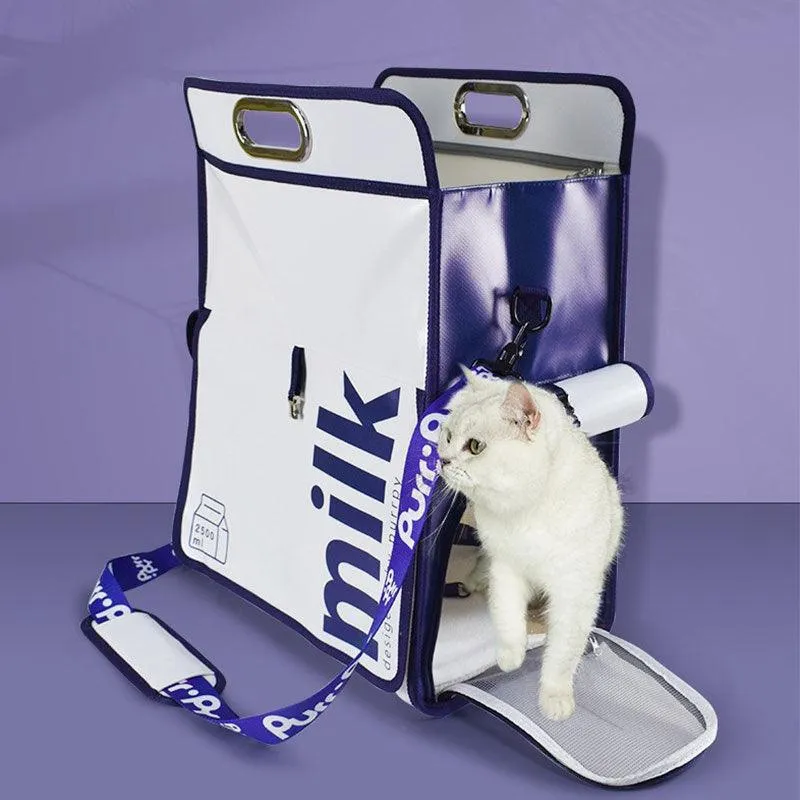 Milk Print Cat Carrier Backpack Travel Tote Bag