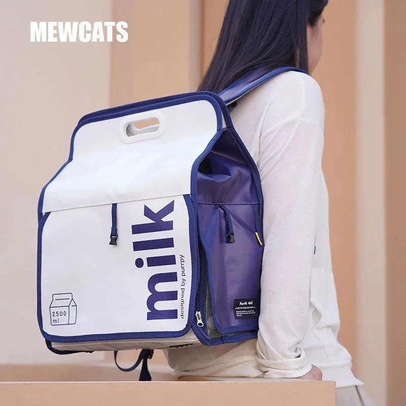 Milk Print Cat Carrier Backpack Travel Tote Bag
