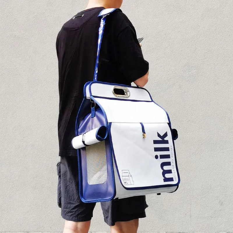 Milk Print Cat Carrier Backpack Travel Tote Bag