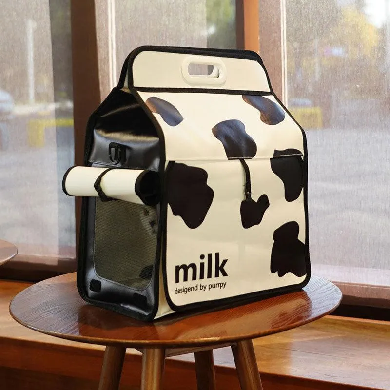 Milk Print Cat Carrier Backpack Travel Tote Bag
