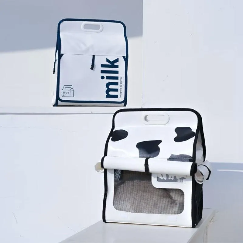 Milk Print Cat Carrier Backpack Travel Tote Bag