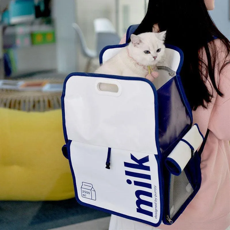Milk Print Cat Carrier Backpack Travel Tote Bag