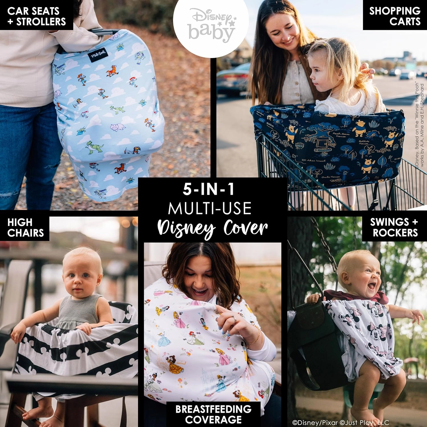 Milk Snob Original Disney Toy Story 5-in-1 Baby Cover, Breastfeeding, Car Seat, Carrier, Stroller, High Chair, Shopping Cart, Lounger Canopy, Baby Shower Gender Neutral Gifts, Nursing Top