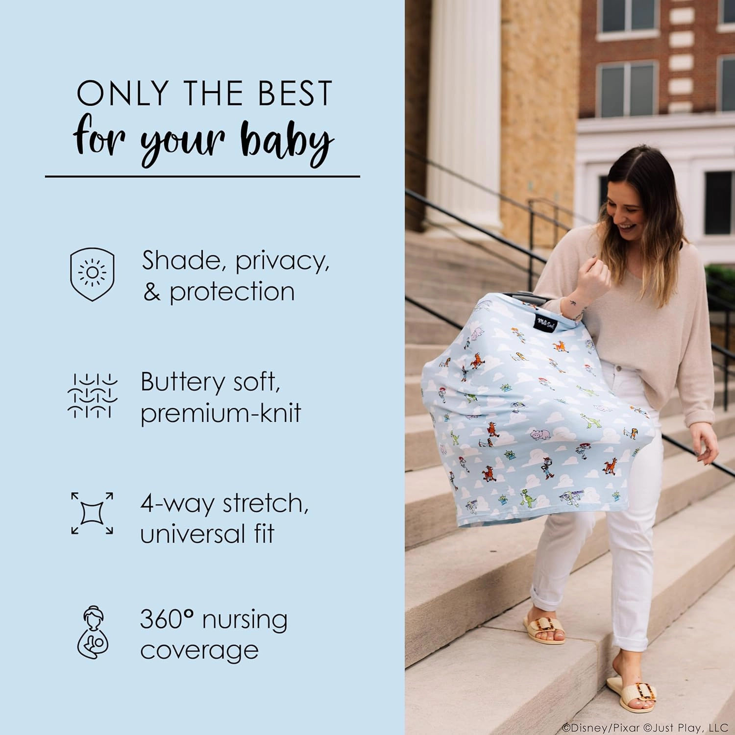 Milk Snob Original Disney Toy Story 5-in-1 Baby Cover, Breastfeeding, Car Seat, Carrier, Stroller, High Chair, Shopping Cart, Lounger Canopy, Baby Shower Gender Neutral Gifts, Nursing Top