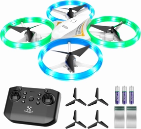 Mini Drone for Kids, Small Colorful Led Quadcopter with Altitude Hold, Headless Mode, 360° flip, and Auto Return Home, RC Drone Easy for Beginner Flying, Toy for Boys and Girls