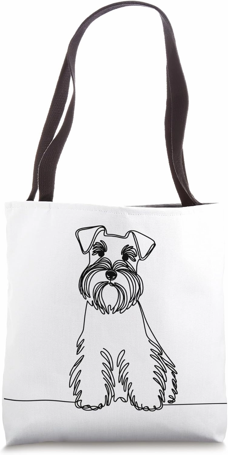 Minimalist Miniature Schnauzer, Cute Schnauzer One-line Art Tote Bag