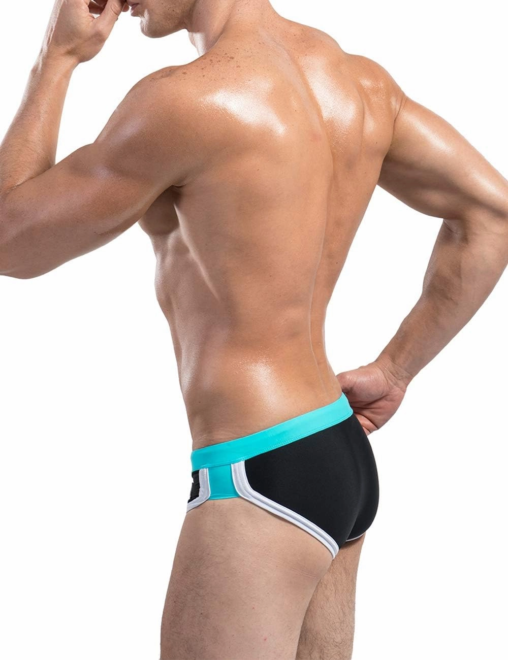MIZOK Men's Quick Dry Swim Briefs Bikini Swimsuit Board Shorts with Adjustable Drawstring