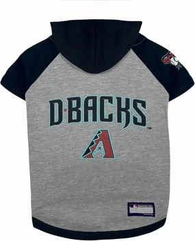 MLB Hoodie Shirt for Dogs & Cats - Arizona Diamondbacks Dog Hooded T-Shirt, Small. - MLB Team Color Hoody Vest for Baseball Fans
