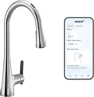 Moen Sinema Chrome Smart Faucet Touchless Pull-Down Sprayer Kitchen Faucet with Voice and Motion Control, S7235EV2C