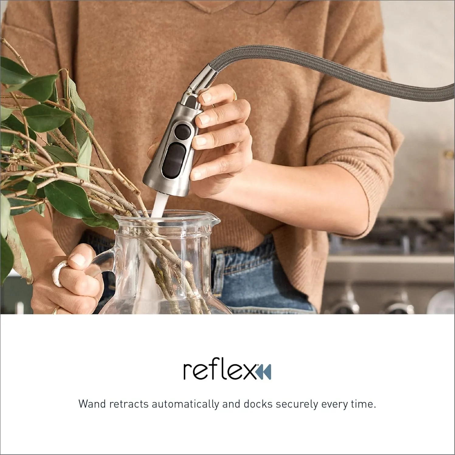 Moen Sinema Chrome Smart Faucet Touchless Pull-Down Sprayer Kitchen Faucet with Voice and Motion Control, S7235EV2C