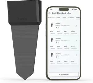 Moen Smart Wireless Soil Sensor, Automatic Moisture Meter Measurement for Lawn, Plant Water Meter for Exterior Enclosures, WISNS002G1USA,Black