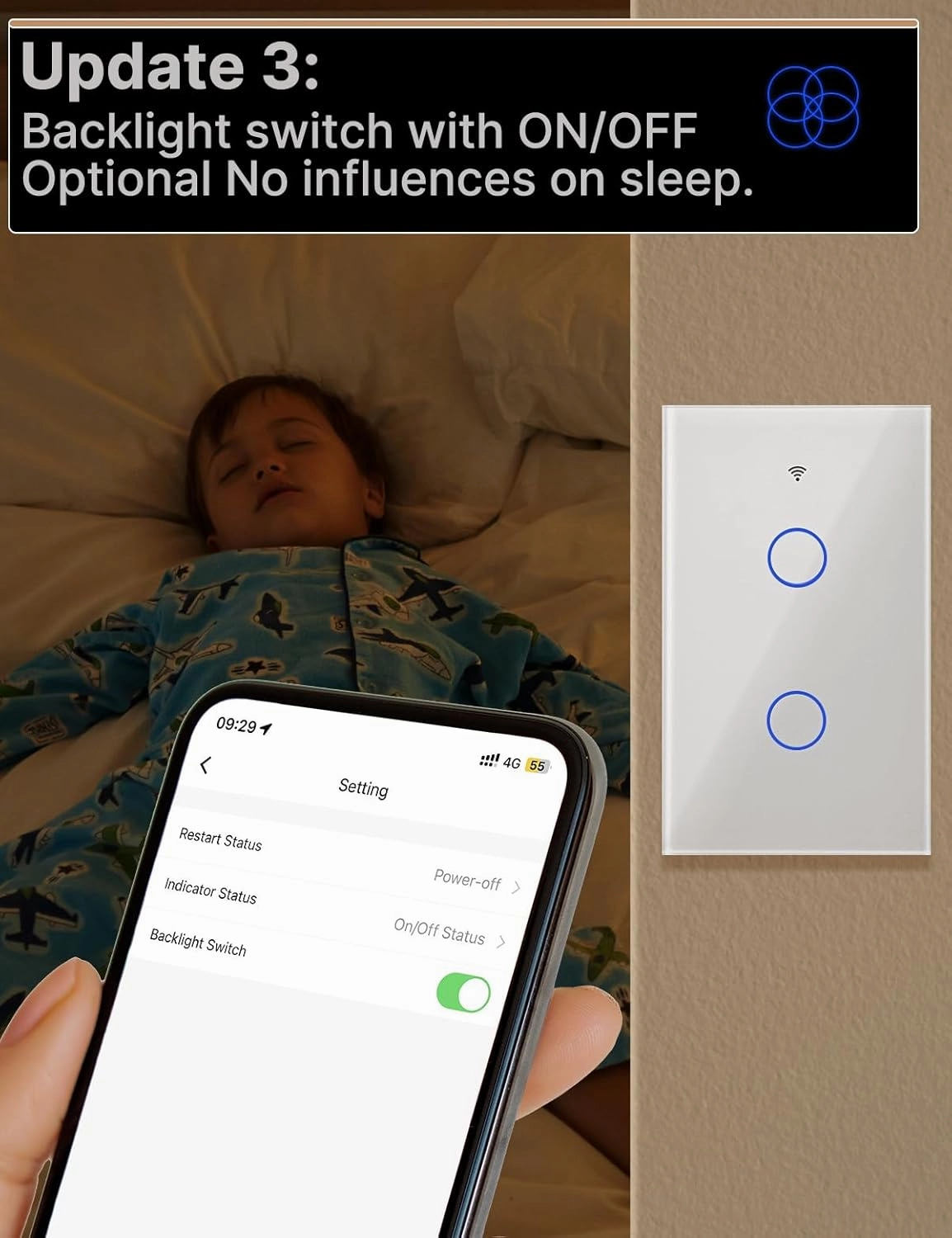 MOES Matter Smart Touch Wall Light Switch, Glass Panel Wi-Fi Wall Switch, Needs Neutral Wire, Single Pole, 2.4GHz, Timer and Schedule,Remote & Voice Control with Alexa, Google Home & Siri White 2 Gang