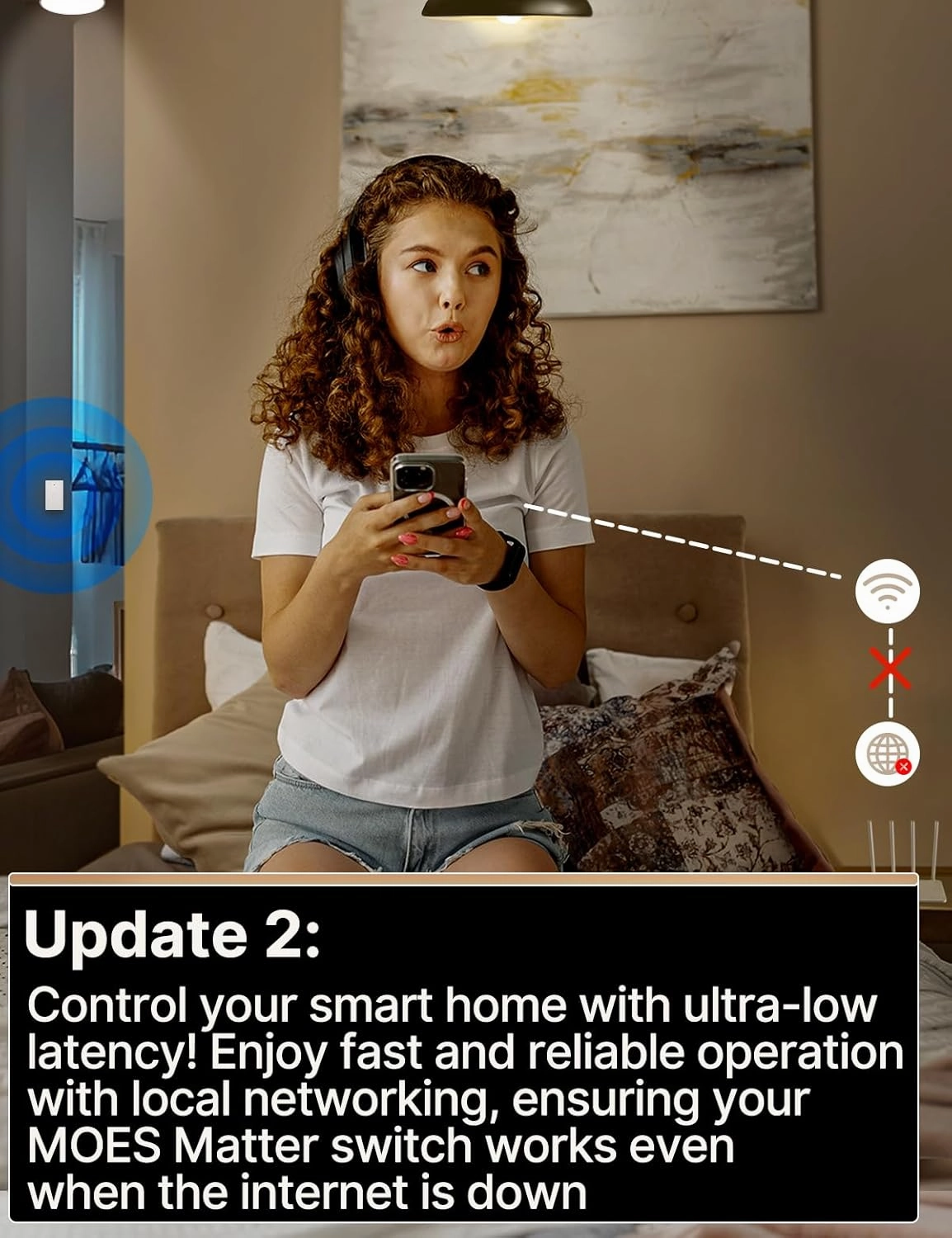 MOES Matter Smart Touch Wall Light Switch, Glass Panel Wi-Fi Wall Switch, Needs Neutral Wire, Single Pole, 2.4GHz, Timer and Schedule,Remote & Voice Control with Alexa, Google Home & Siri White 2 Gang