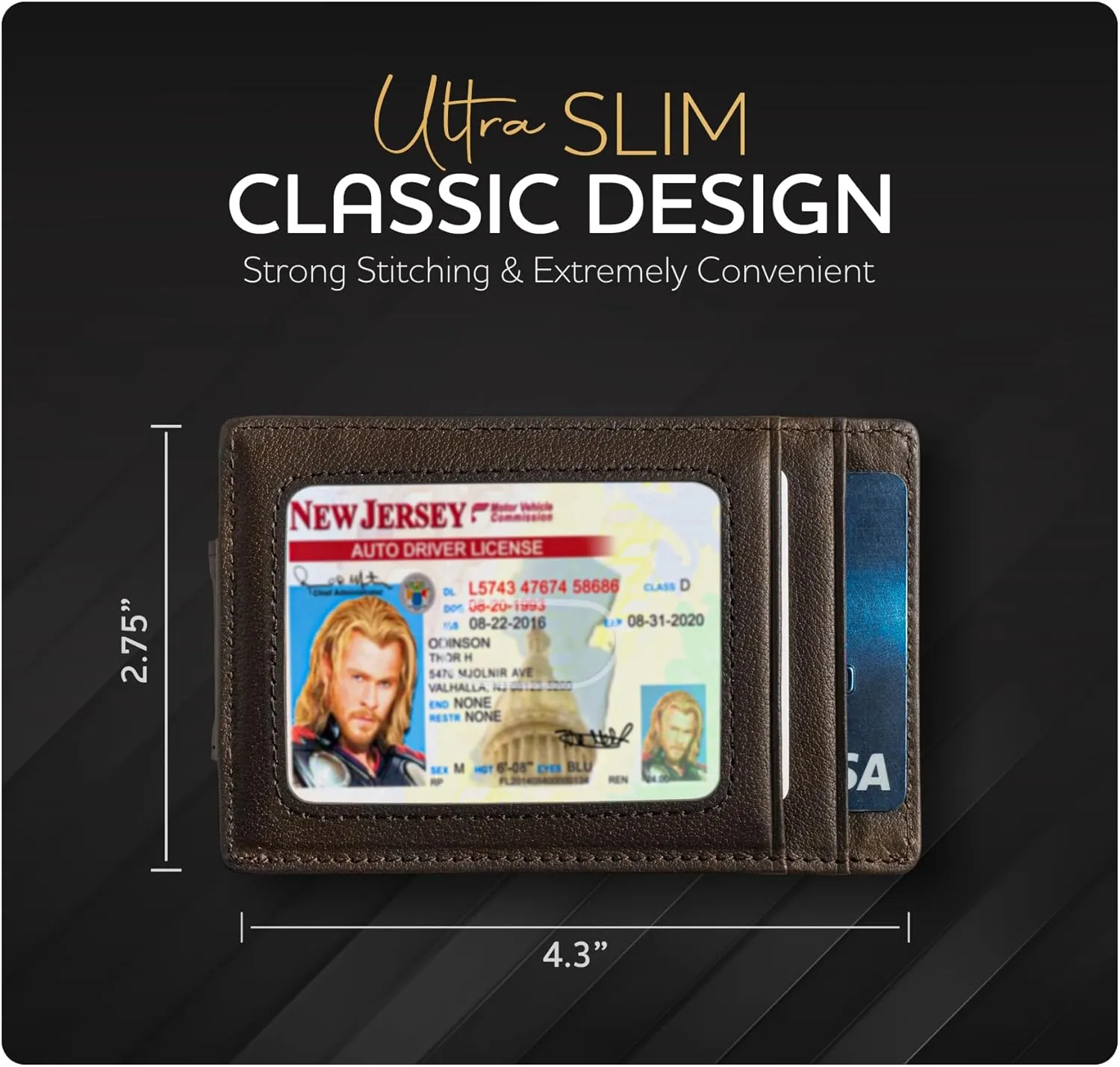 Money Clip Leather Wallet For Men Slim Front Pocket RFID Blocking with Super Strong Magnetic