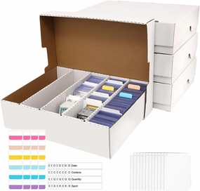 Monster Card Box, 5 Track, Baseball Card Storage Box, Holds 3200 Cards, Cardboard Storage Boxes with Dividers, for TCG/Magic/Mtg/Sports Cards (Large, Rectangular-4Pack)