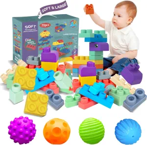 Montessori Toys for Babies 3 Months , Baby Balls 3 to 12 Month for Babies and Baby Soft Blocks Building Block Toys, Blocks for Babies 6 Months and Up STEM Educational Toddler Gifts