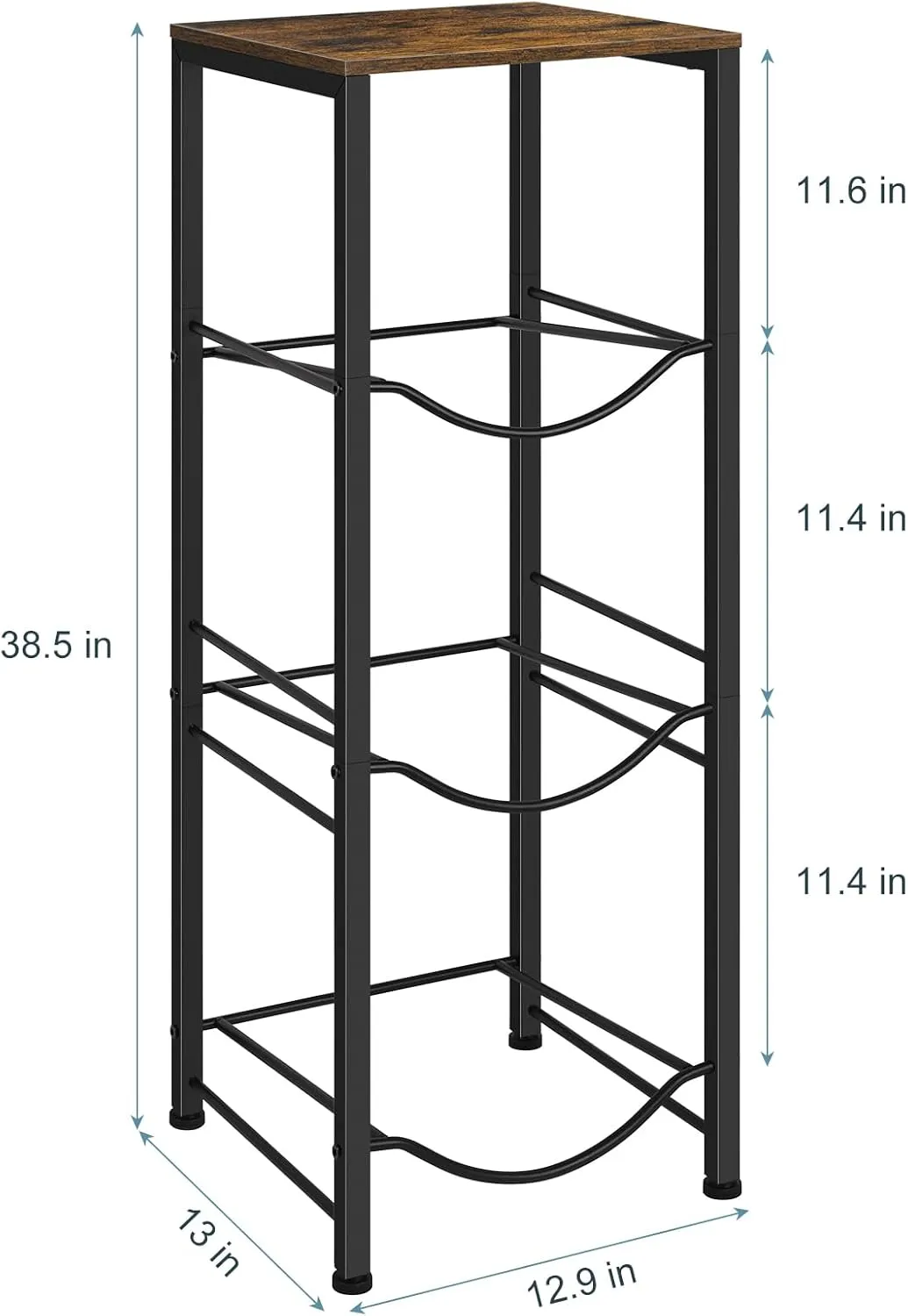 MOOACE 5 Gallon Water Jug Holder, 3 Tier Water Bottle Holder with Storage Shelf, Heavy Duty Water Dispenser Rack Stand Shelf Organizer for Kitchen Office Living, Brown