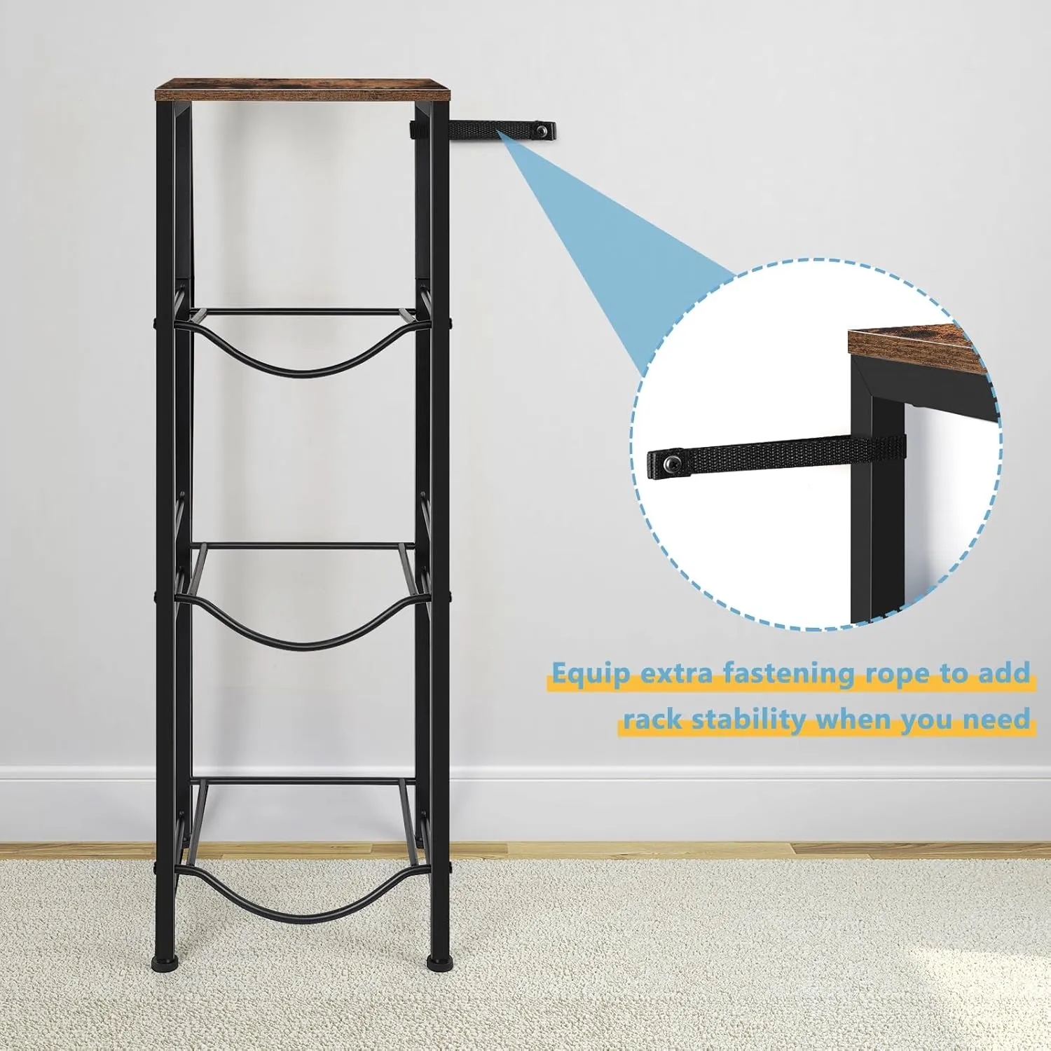 MOOACE 5 Gallon Water Jug Holder, 3 Tier Water Bottle Holder with Storage Shelf, Heavy Duty Water Dispenser Rack Stand Shelf Organizer for Kitchen Office Living, Brown