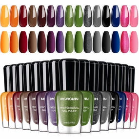 Morovan Dark Nail Polish Set: Glitter Green Dark Red Black Hot Pink Brown Shimmer Fingernail Polish Kit Air Quick Dry Nail Polish Pack for Nail Art Manicure Gift Summer Holiday Party for Women Girls