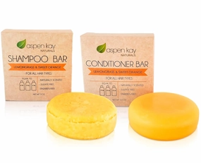 Morrocan Argan Oil Shampoo & Conditioner Bar set - Volumizing & Strengthening Argan Oil Conditioner for All Hair Types, Citrus Scent, Paraben & Sulfate Free, Made in USA