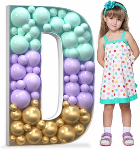 Mosaic Letters for Balloons, 3FT Marquee Light up Letters D, Large Letters for Party Decorations, DIY Kit Marquee Letters Baby Letters for Baby Shower Birthday Wedding Anniversary, Pre-Cut Foamboard