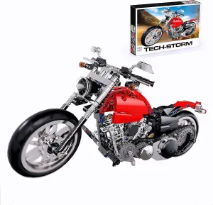 Motorbike Toy Building Kit,Build A Motorcycle Building Blocks Set Model,Featuring Gearbox and Suspension（613Pieces）