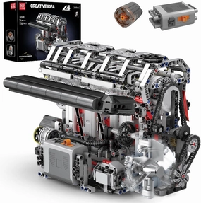 Mould King 10087 L4 Engine Building Kit - Build Your Own L4 Engine Toy, 4-Cylinder Combustion Petrol Car Engine Replica STEM Mechanic Engineering Model Construction for Teens 14  Years (1787 Pcs)