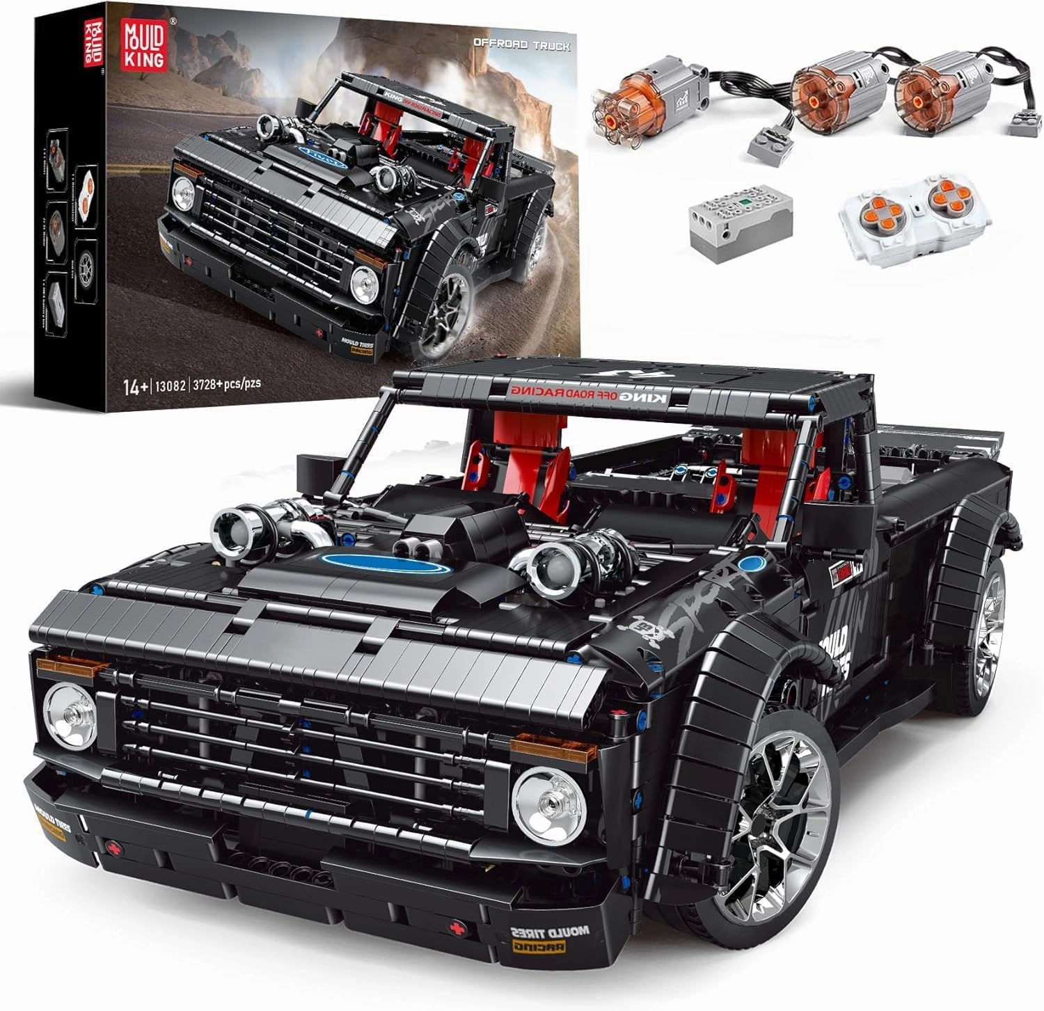 Mould King 13082 Pickup Truck Block Kits Model, MOC Building Blocks Set to Build, Gift for Kids Age 8 /Adult Collections Enthusiasts(3695 Pieces, with Motor/APP Remote Control)