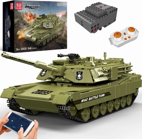 Mould King 20033 MIA2 Main Tank Building Block Kits, 1168 PCS Military Vehicle Model Building Blocks Set, Adult Collectible Model Kits, Remote/APP Control Construction Block Sets for Kids Age 8 