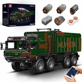 Mould King 20045 Military Vehicles Building Blocks Set, RC Heavy All-Terrain Vehicle Box-Style 8X4 Missile Army Truck with 4 Motors, Gift for Kids Age 14 /Adult Collections Enthusiasts(4854  Pieces)