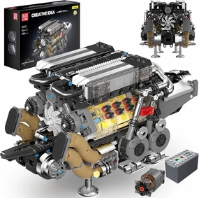 Mould King W16 Engine Toys Building Sets, Model Engine Kit for Adults, V8 Mini Engine Scale Model with Motor, 10131 STEM DIY Building Kits That Works, Blocks for Adults Boys Kids Aged 14 (952 Pieces)