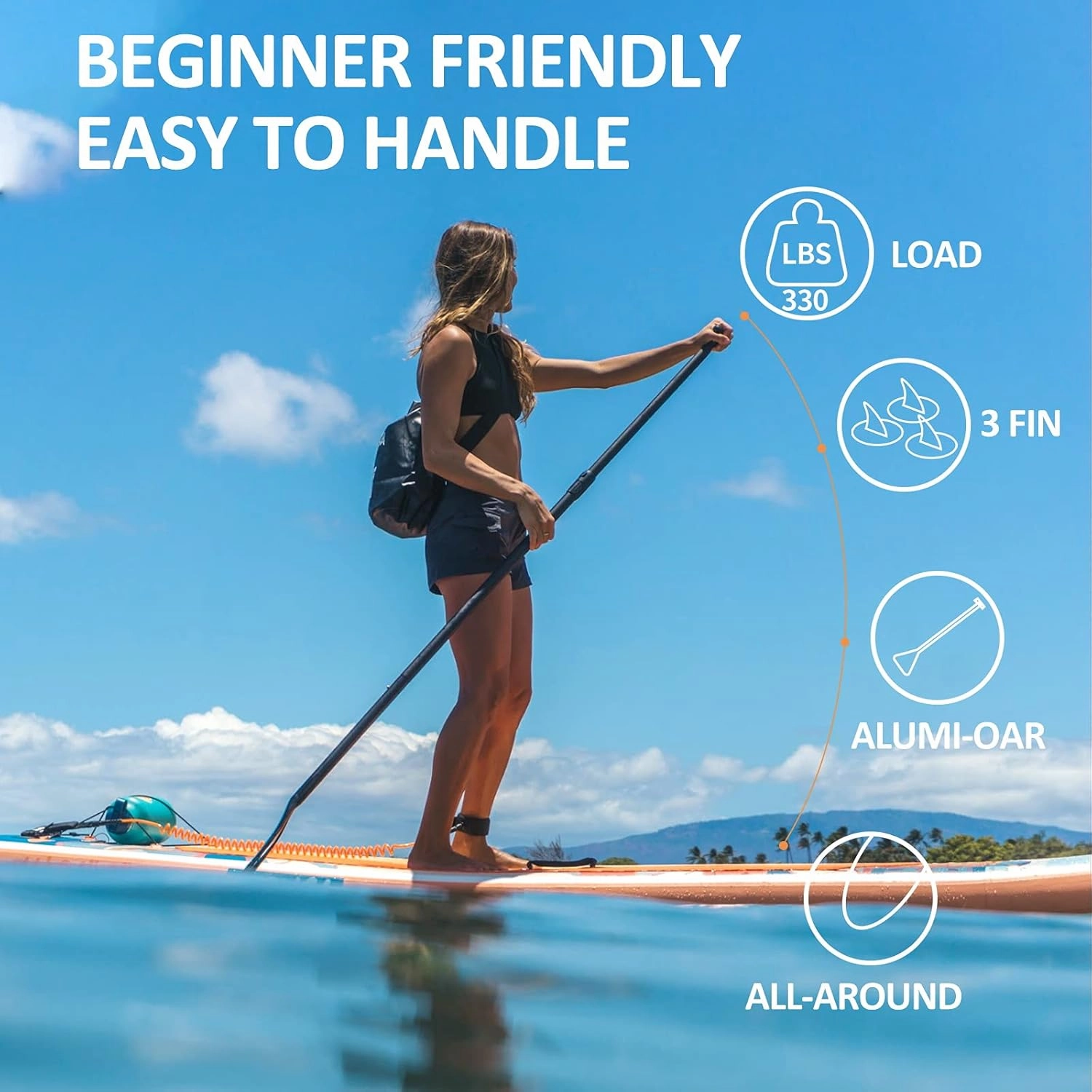MOUSA 10’8 * 35 Extra Wide Inflatable Stand Up Paddle Board, Stable Paddleboard SUP for 2 People/Family, Anti-Slip Full EVA Deck,Shoulder Strap, 3 Handles, 100L Backpack, All-Round Sup Board, Big Fin