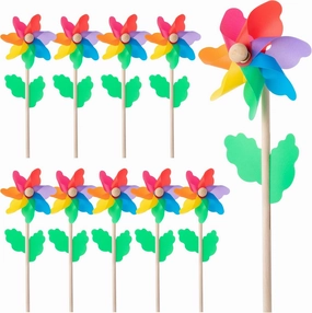 Mr. Pen Rainbow Flower Pinwheels - 10 Pack, Wind Spinners for Yard & Garden, Kids' Party Favors