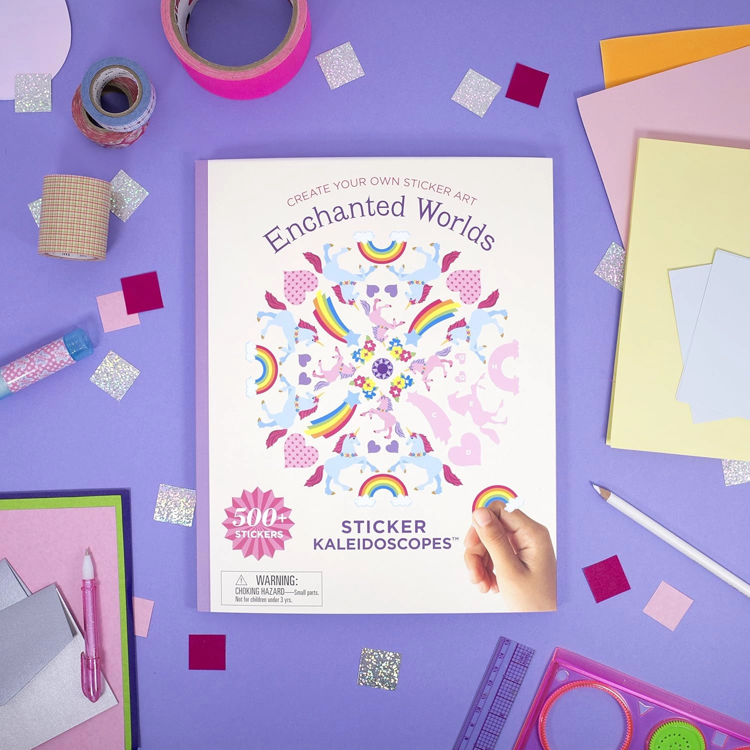 Mrs. Grossman's Sticker Kaleidoscopes Activity Book - Create Manadala Style Art with Sticker by Letter Format, Includes 8 Designs and Over 500 Stickers, for Kids and Adults (Enchanted Worlds)